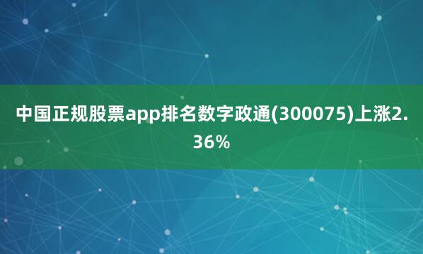 中国正规股票app排名数字政通(300075)上涨2.36%