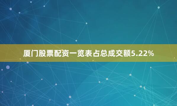 厦门股票配资一览表占总成交额5.22%